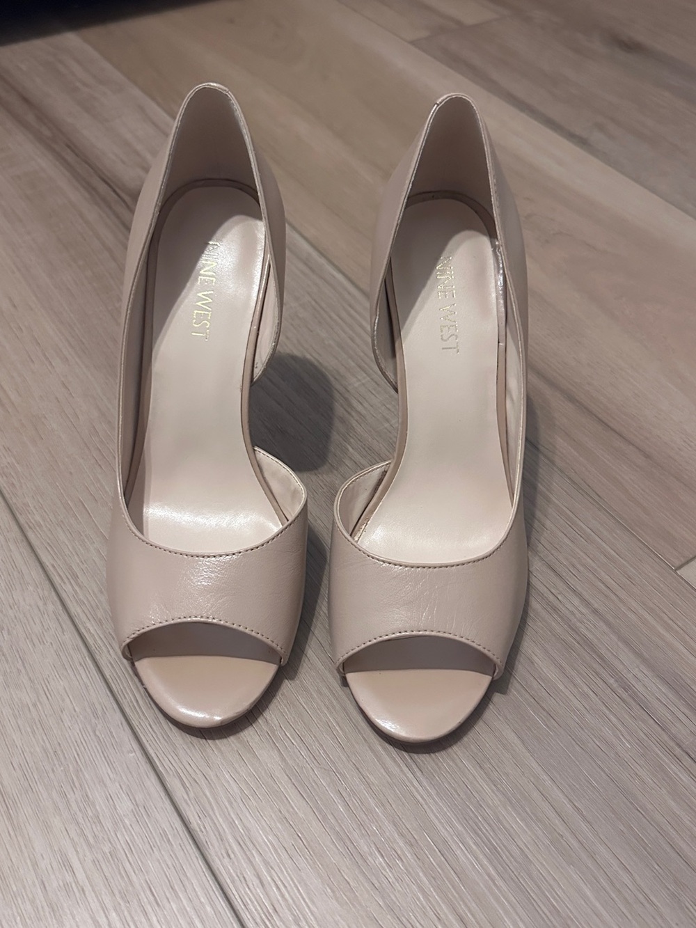 Nine West Blush Peep-Toe Leather Pumps